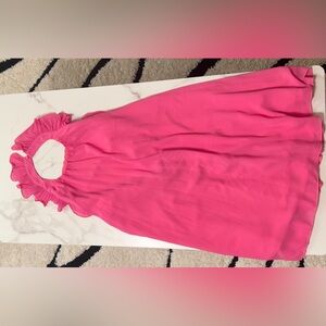 Blackless Slayr Ruffle Trim Pleated Pink Dress